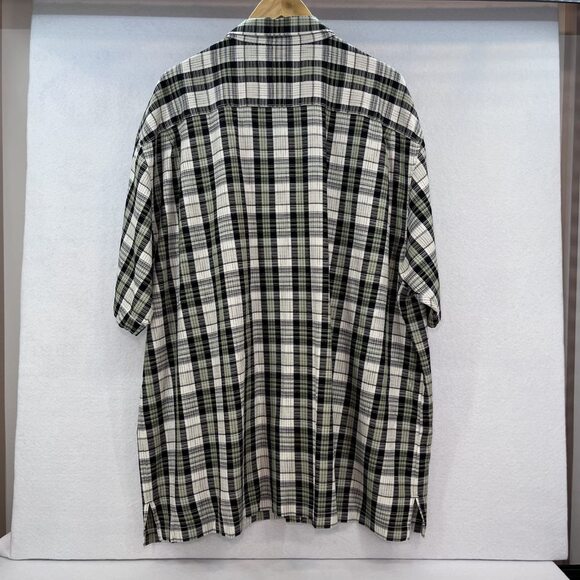 Tommy Bahama short sleeve button up silk green black plaid mens 3XL shirt - Picture 5 of 9